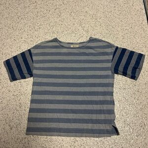 Madewell Light Blue and White Striped Shirt